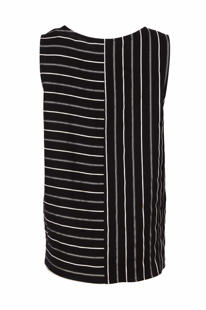 naya stripe sleeveless top in black&white