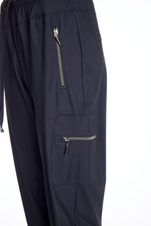 naya cargo zip and cuff trousers in black