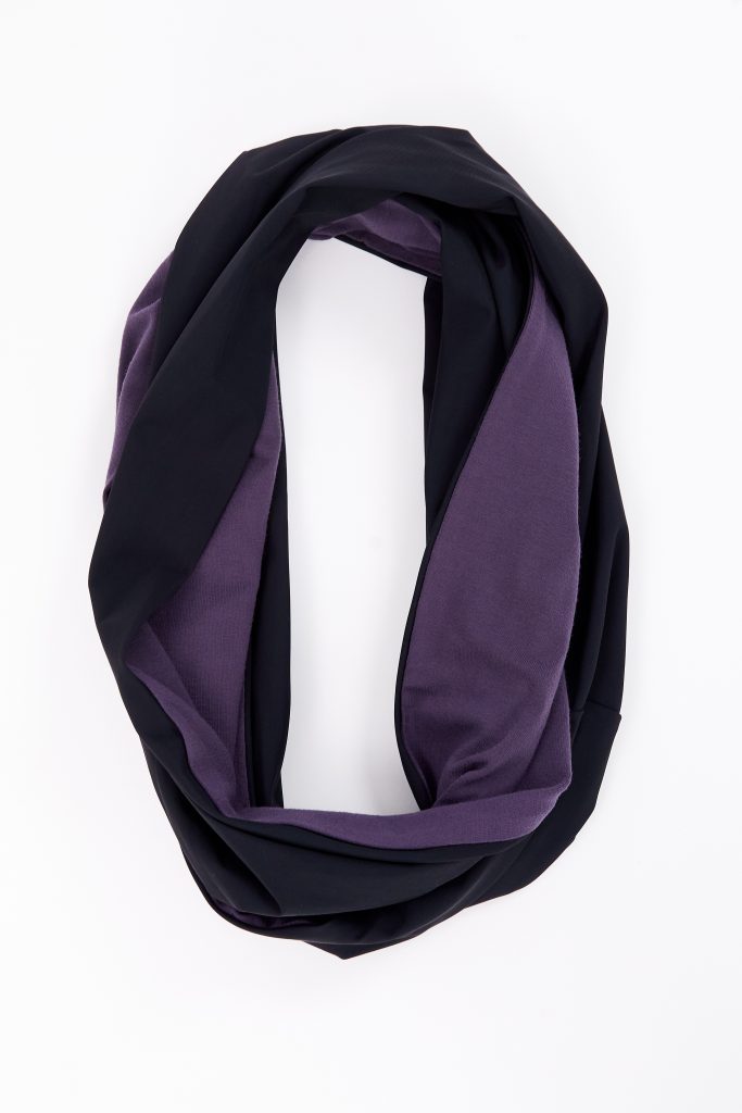 naya two tone jersey neck scarf in black & mulberry