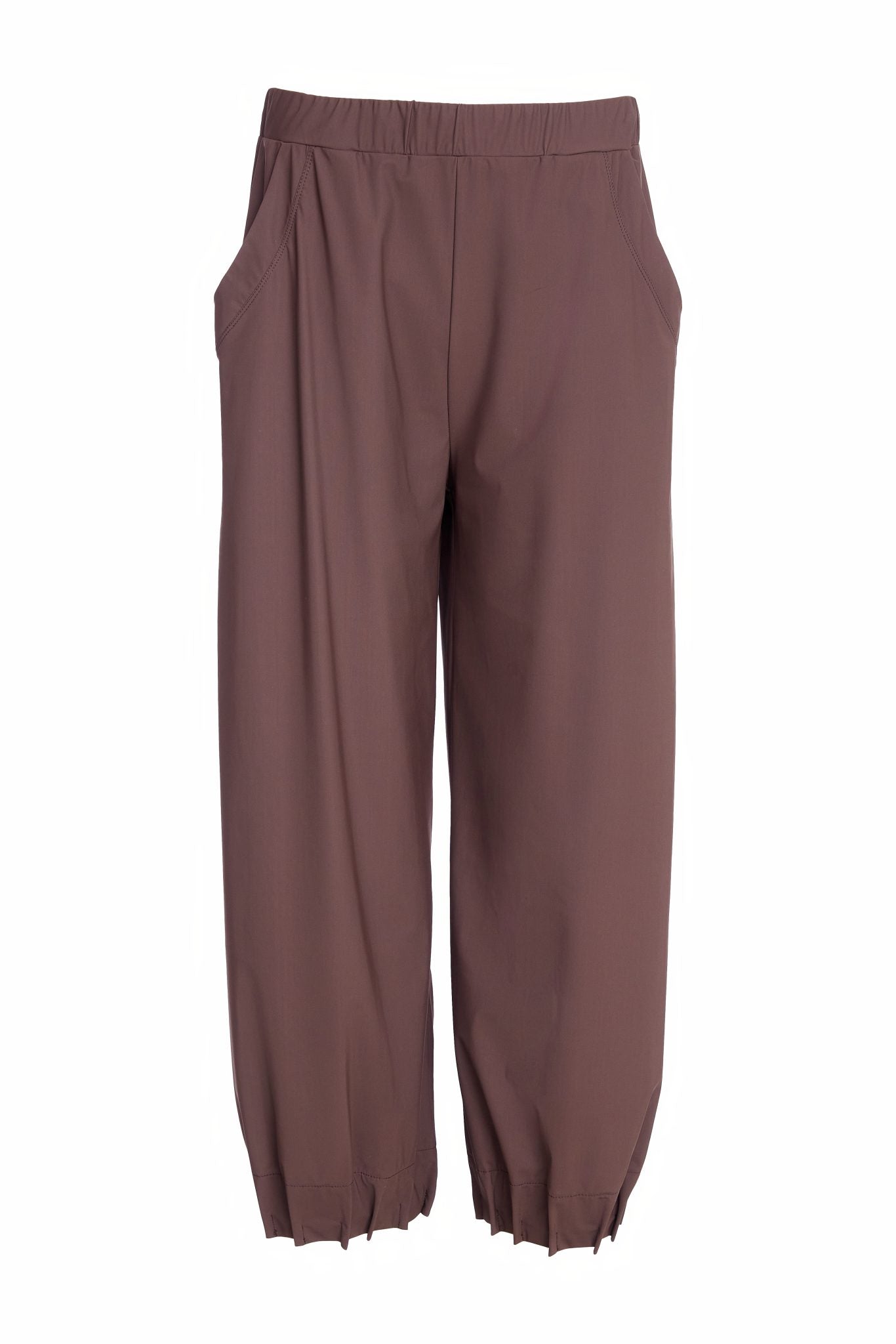 naya wide leg pintuck hem trousers in cocoa