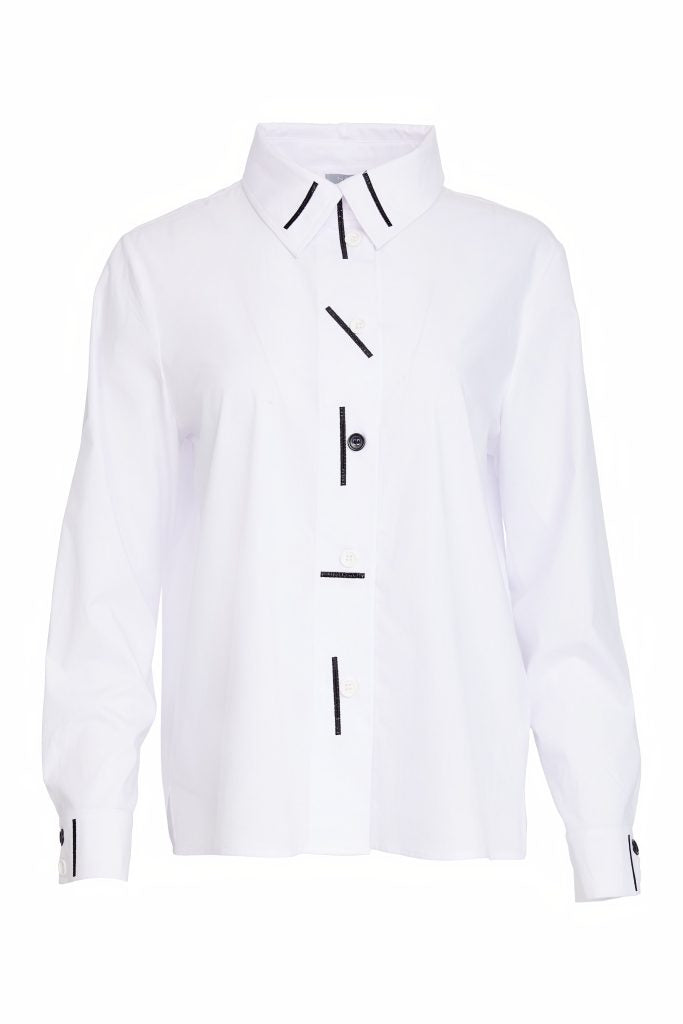 naya cotton shirt with contrast stitching in white