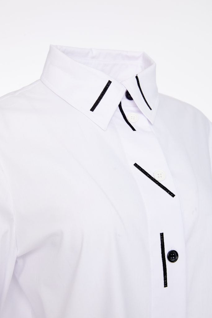 naya cotton shirt with contrast stitching in white
