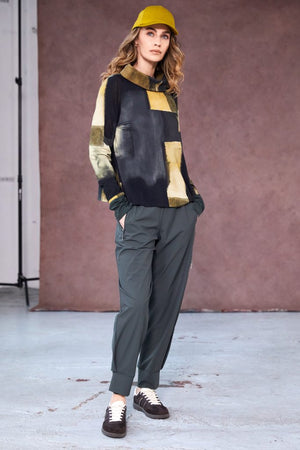 naya cargo zip and cuff trousers in forest green
