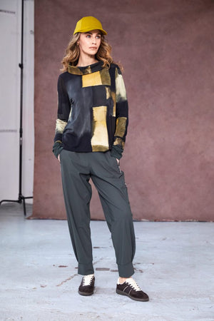 naya cargo zip and cuff trousers in forest green