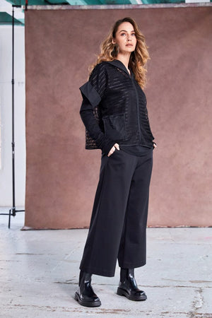 naya crop wide leg trousers in black