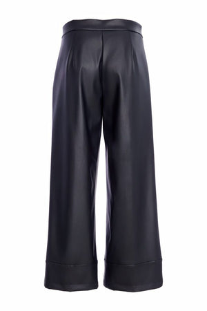 naya wide leg leatherette trousers in black