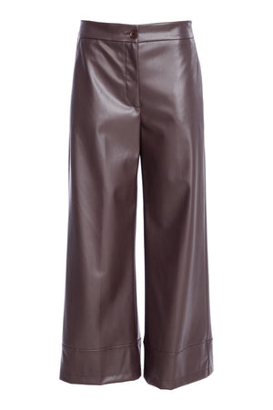 naya wide leg leatherette trousers in brown