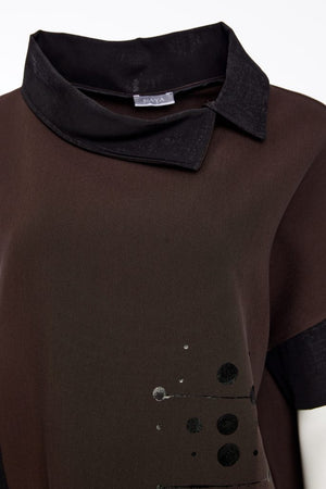 naya placement print with contrast panel brown & black
