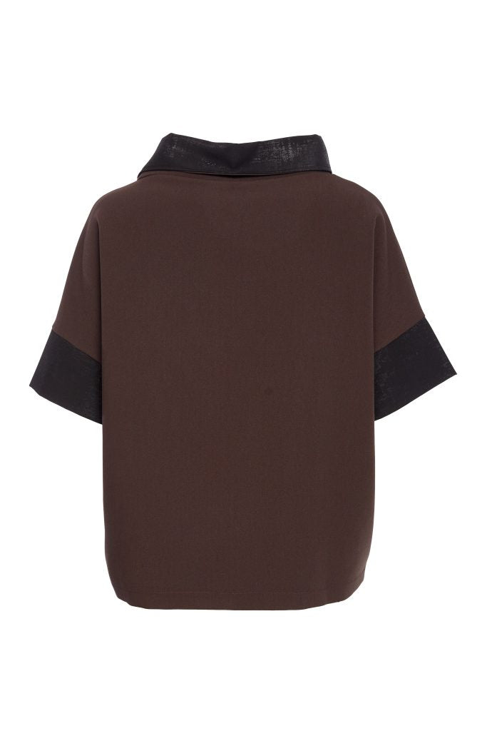 naya placement print with contrast panel brown & black