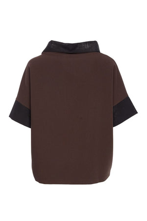 naya placement print with contrast panel brown & black
