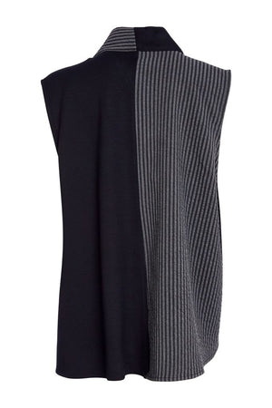 naya striped angled waistcoat in black & grey