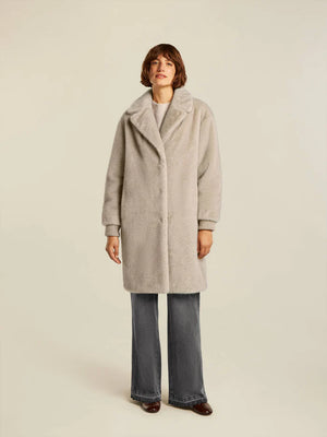 FAUX FUR COAT IN CHINCILLA
