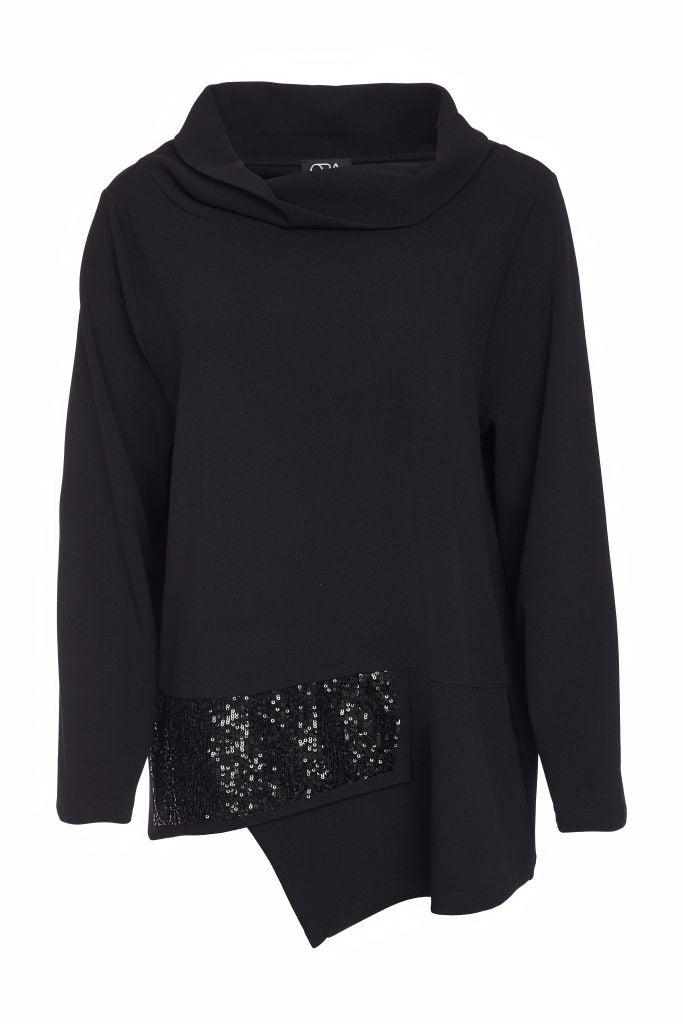 Ora roll collar top in black