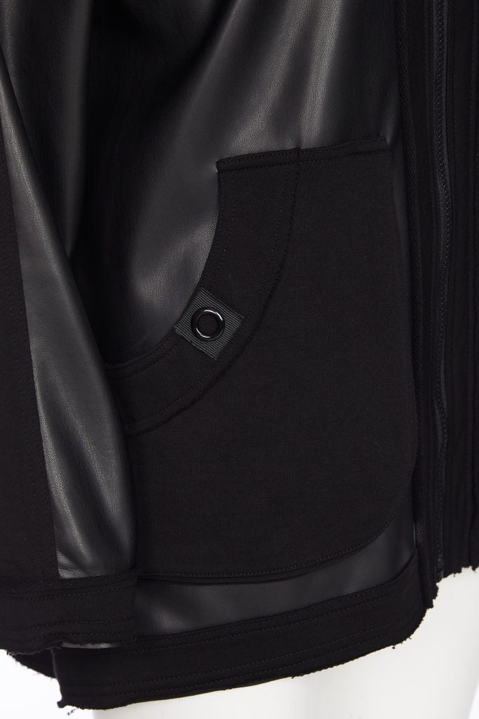 ora leatherette jacket with contrast panels in black