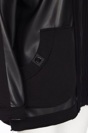 ora leatherette jacket with contrast panels in black