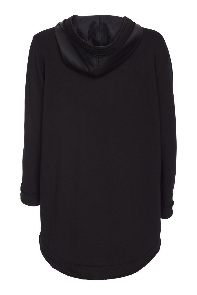 ora leatherette jacket with contrast panels in black