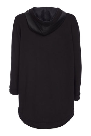 ora leatherette jacket with contrast panels in black