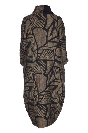 ora embossed jacquard print jacket in black & mink