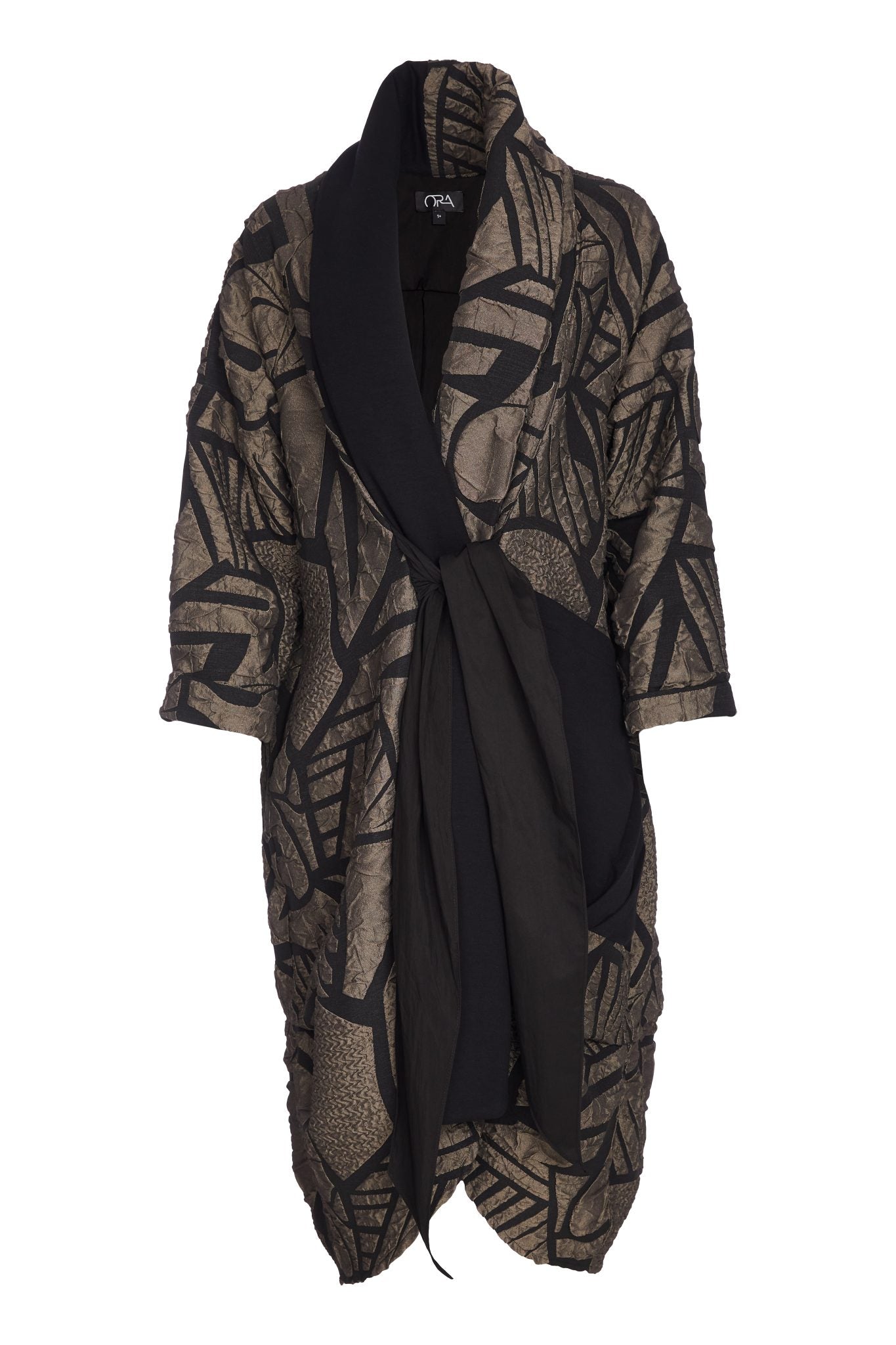 ora embossed jacquard print jacket in black & mink