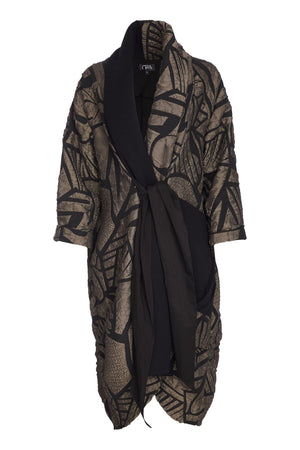 ora embossed jacquard print jacket in black & mink