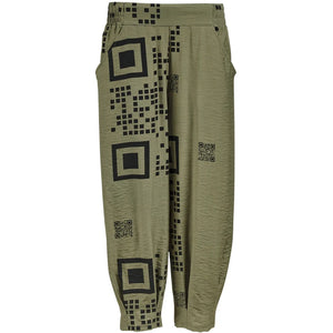 mysoul qr code trousers in olive green (front)