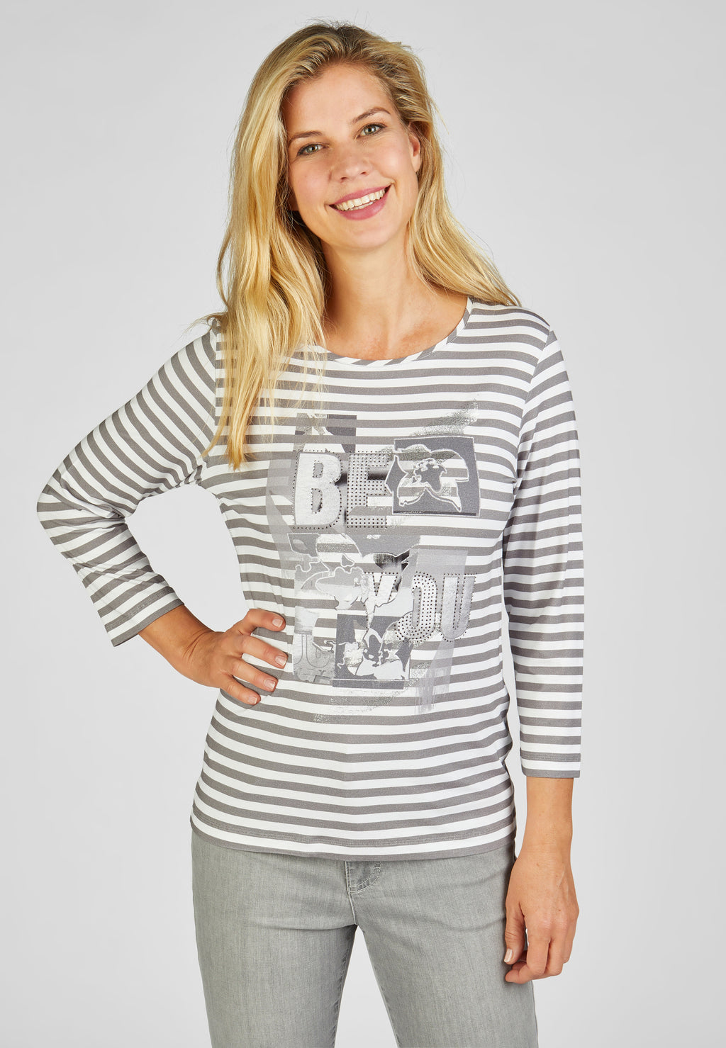 Rabe magnolia park grey and white striped top, product code 52-113356
