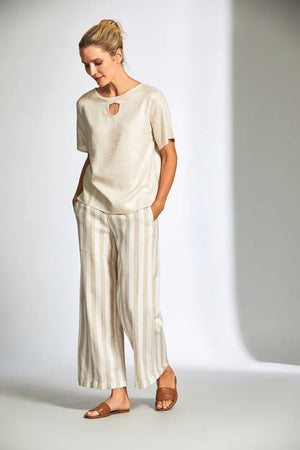 peruzzi stripe linen trousers in sand