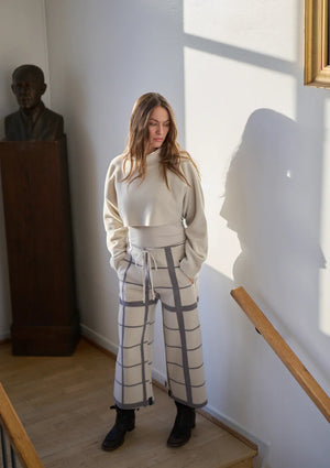 henriette steffensen cropped fleece jumper in beige