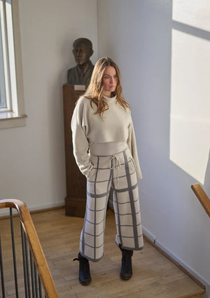 henriette steffensen cropped fleece jumper in beige
