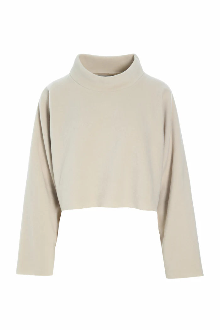 henriette steffensen cropped fleece jumper in beige