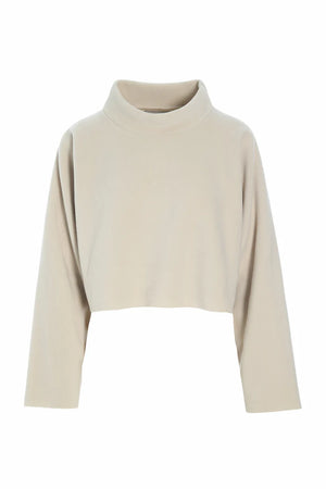 henriette steffensen cropped fleece jumper in beige