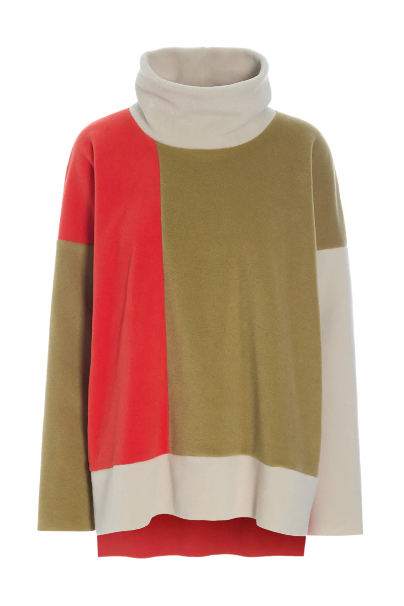 henriette steffensen patch fleece sweater in red