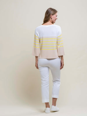 Hongo yellow horizontal striped light knit Product code JL02H501 (Back)