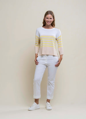 Hongo yellow horizontal striped light knit. Product code JL02H501 (front)