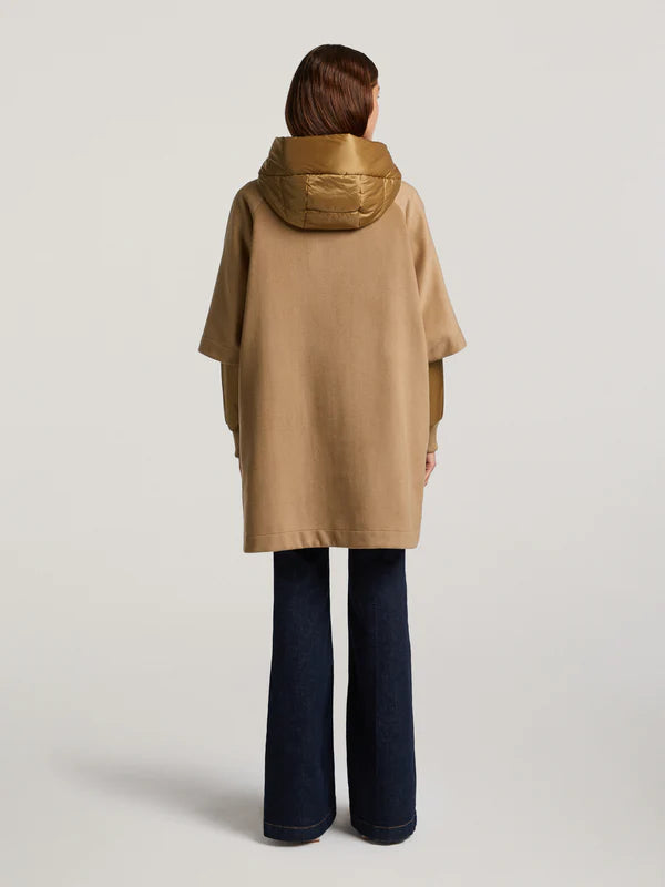 creenstone sophie poncho coat in camel