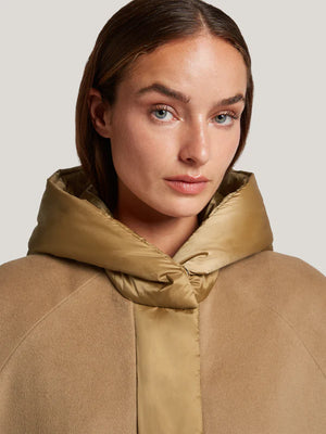 creenstone sophie poncho coat in camel
