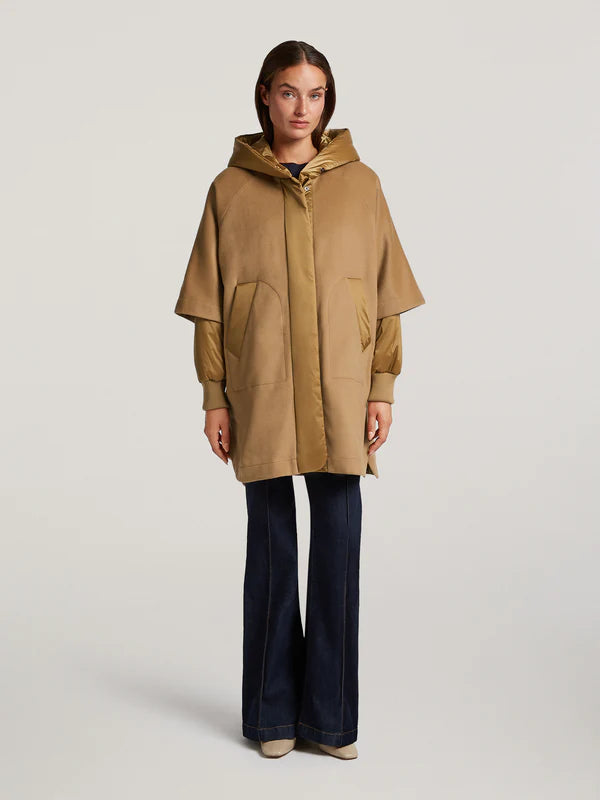 creenstone sophie poncho coat in camel