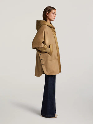 creenstone sophie poncho coat in camel