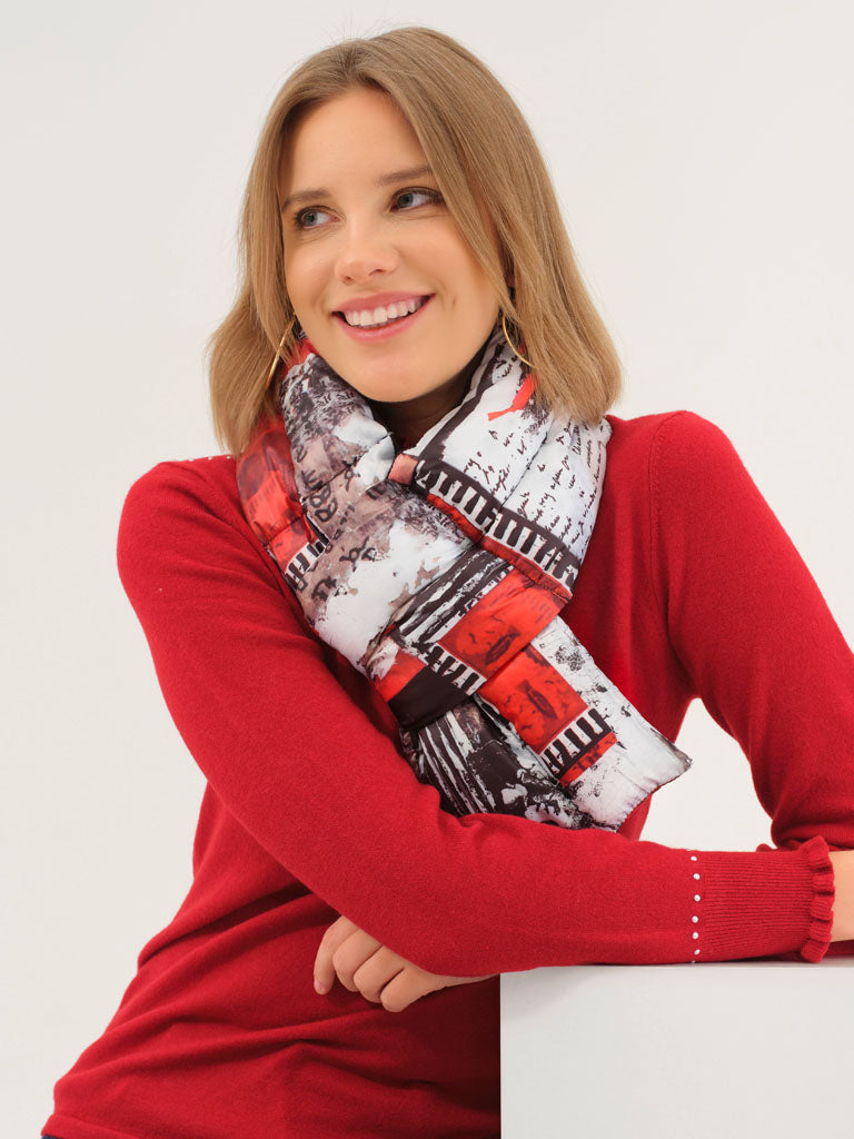 dolcezza artist print 'bookworm' scarf in red