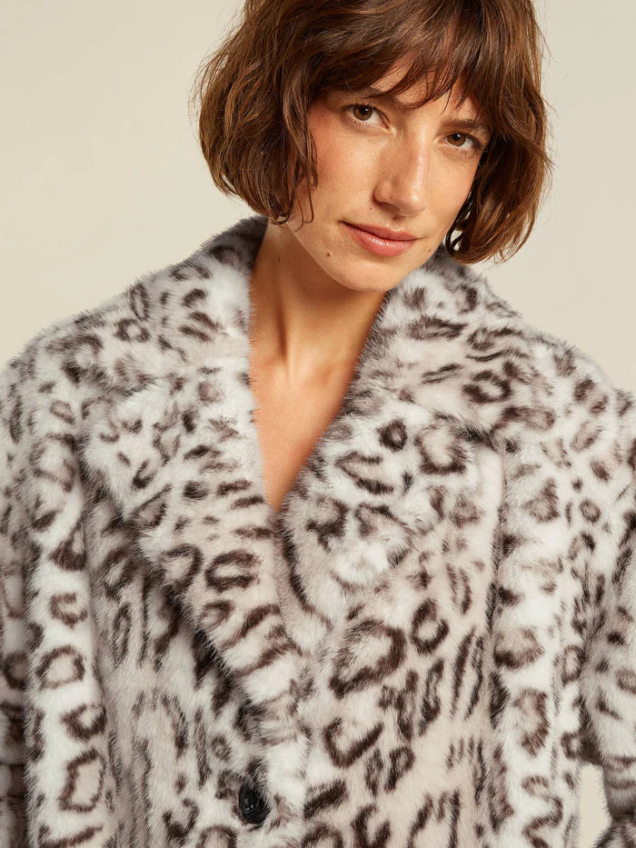 BEAUMONT TABITHA FAUX FUR COAT IN LEOPARD PRINT
