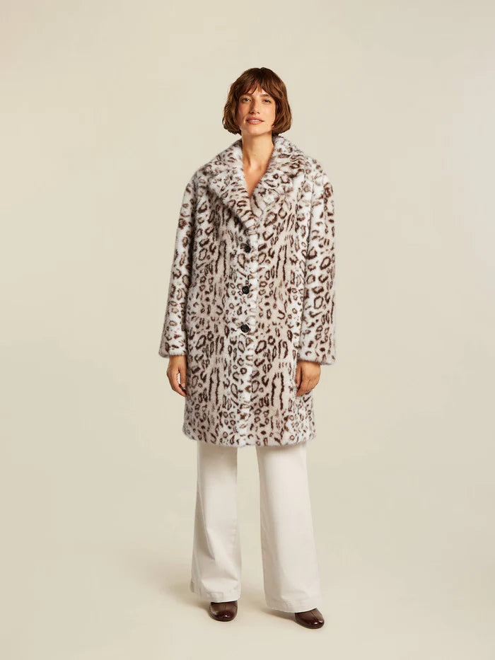 BEAUMONT TABITHA FAUX FUR COAT IN LEOPARD PRINT