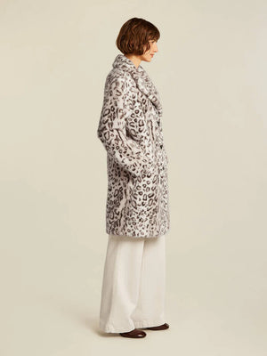 BEAUMONT TABITHA FAUX FUR COAT IN LEOPARD PRINT