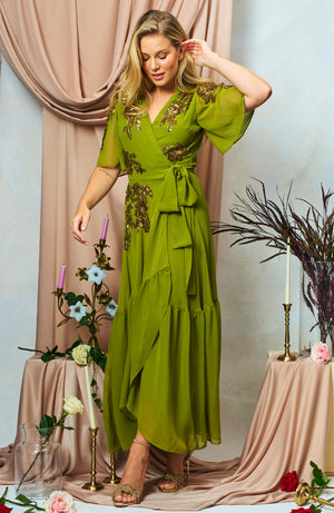 hope & ivy calla dress in olive