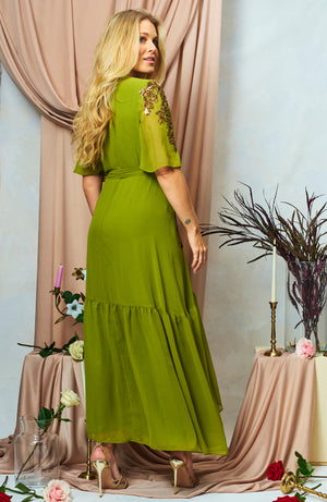 hope & ivy calla dress in olive