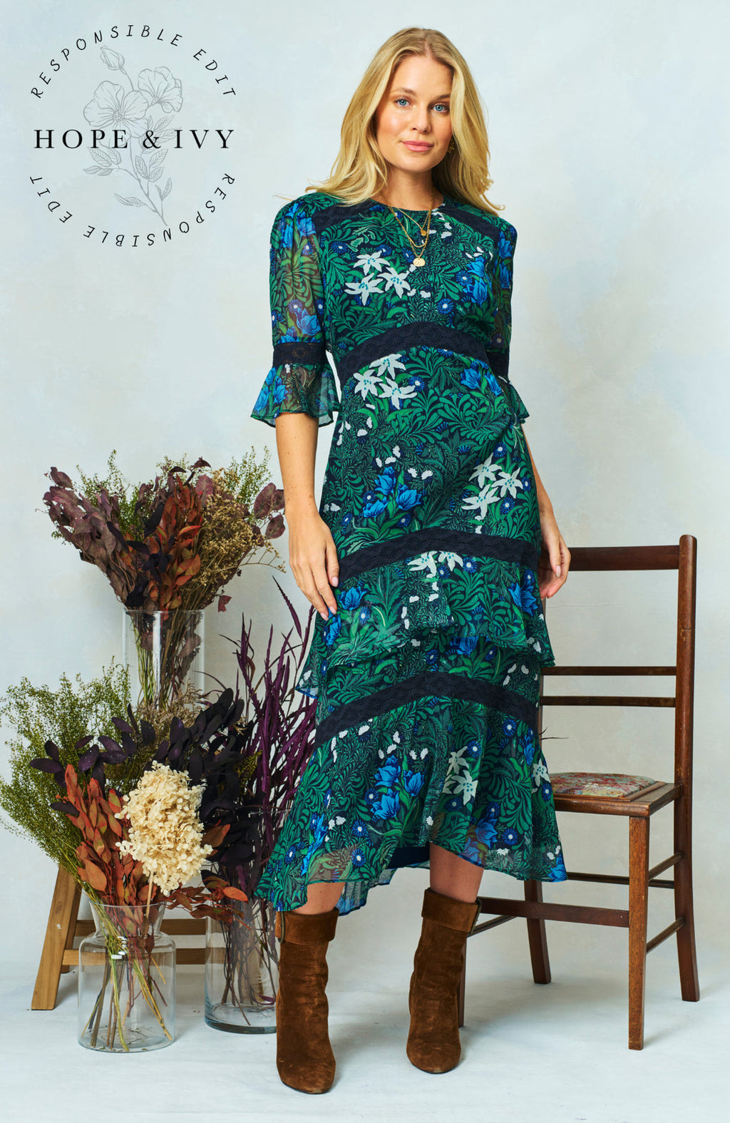 hope & ivy jemima dress in navy