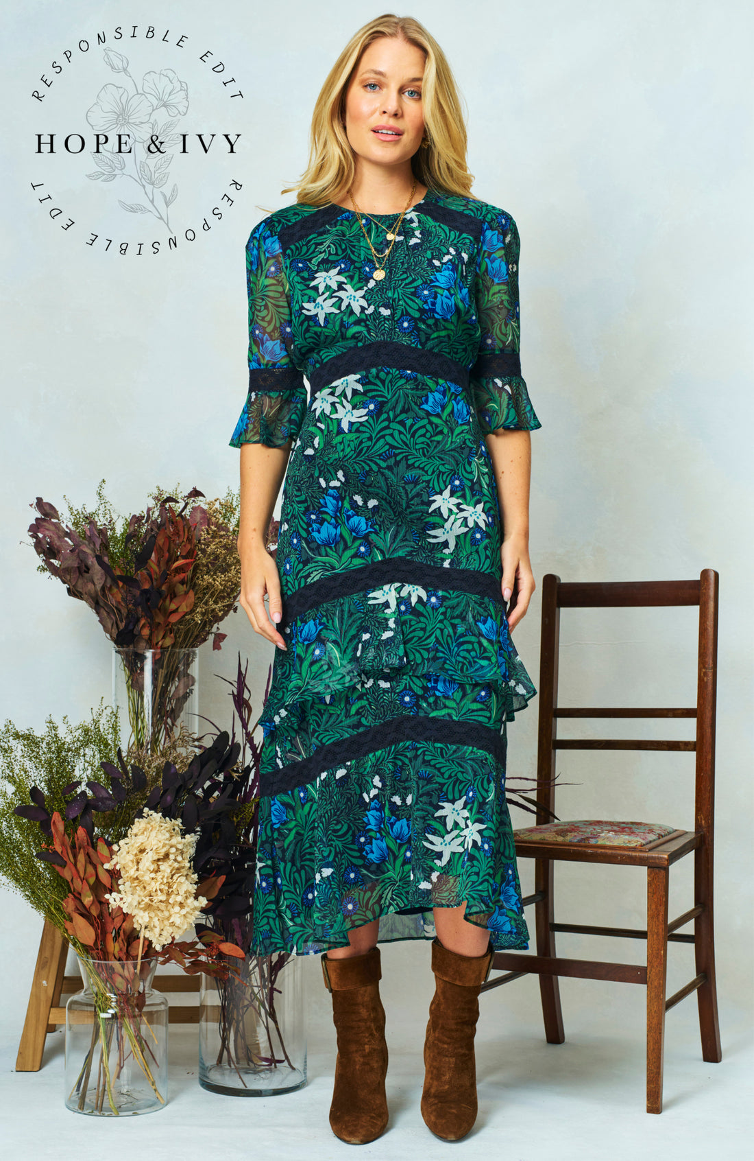 hope & ivy jemima dress in navy