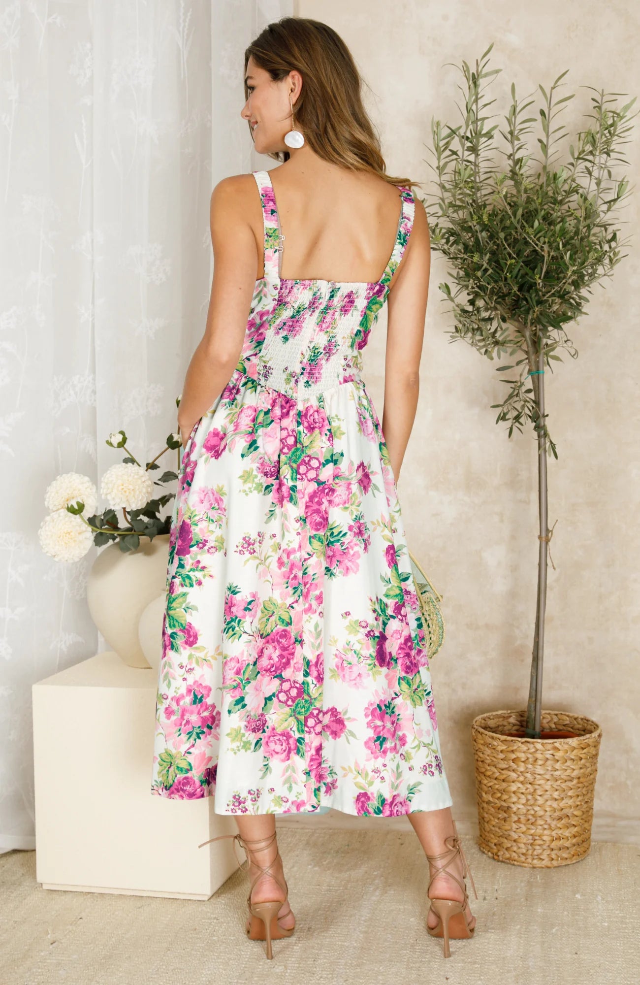 hope & ivy alina floral corset dress in pink