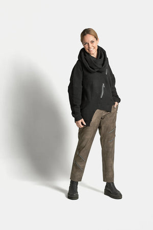 mysoul double zipper jumper in black