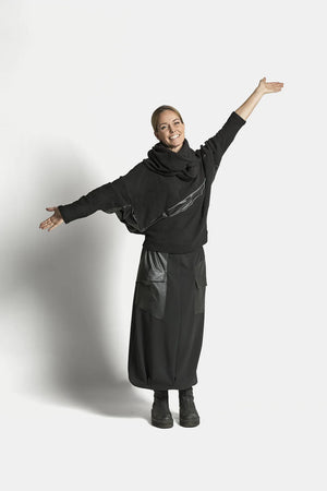 mysoul double patch & zipper sweatshirt in black