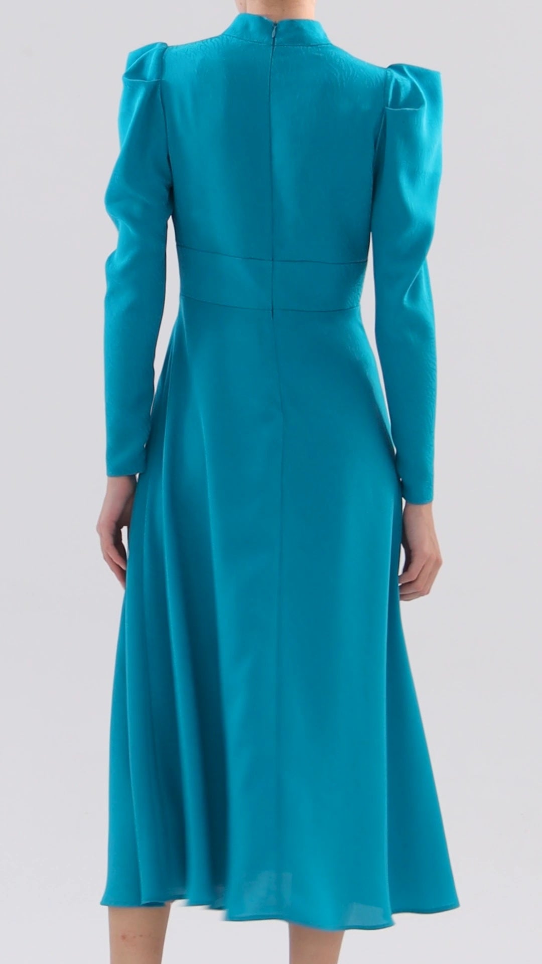 Embossed ruffle shoulder dress
